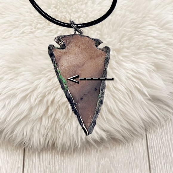 .Natural Stone Arrowhead Pendant with Black Cord Necklace - Picture 7 of 7